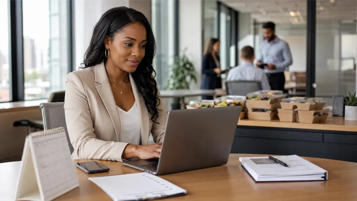 Use this catering order email template to confirm headcount, menu choices, utensils, delivery details, dietary notes, and changes in your lunch.