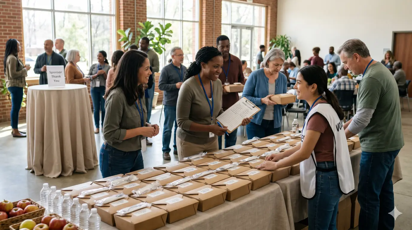 Use this nonprofit event catering budget guide to feed attendees on a sponsor cap with simple menus, portion planning, boxed lunches, sponsors.