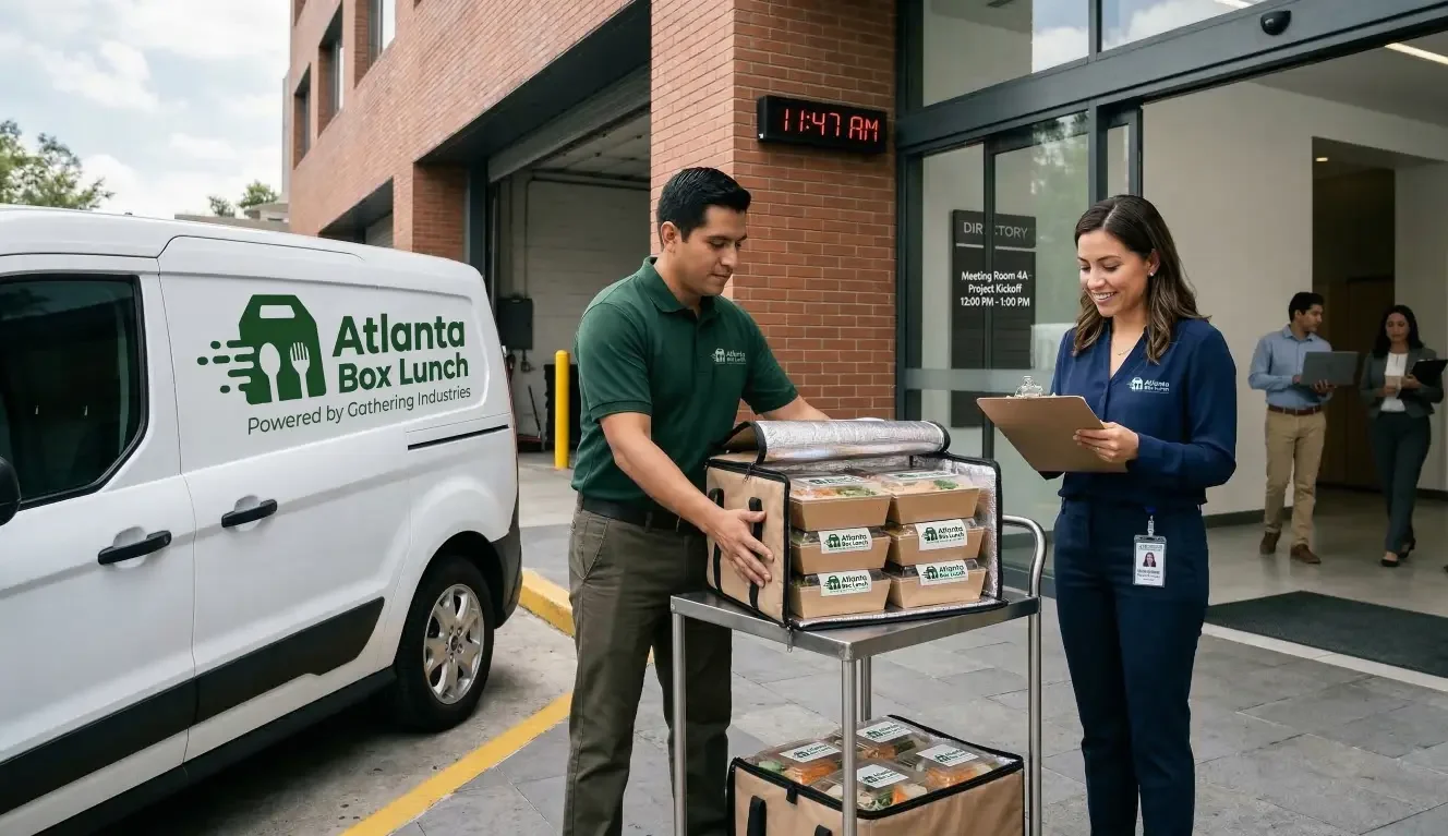 Home Learn how to plan a catering delivery window so lunch arrives before your meeting starts, with enough time for check-in, setup, and distribution.